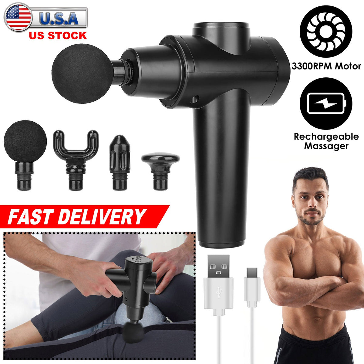 Percussion Massage Gun with Digital Display